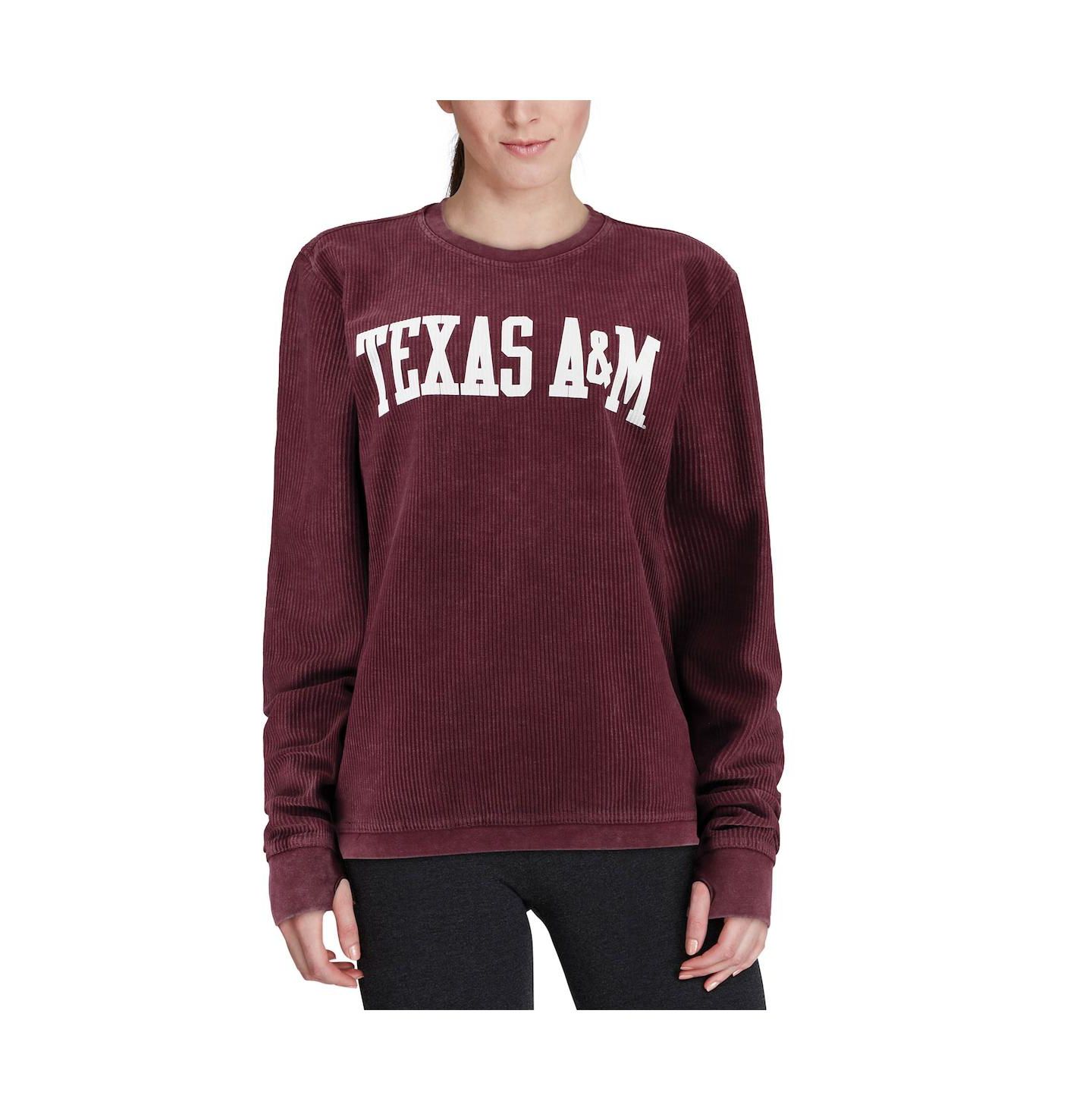 Женская толстовка Pressbox Maroon Distressed Texas A&M Aggies Comfy Cord Vintage-Like Wash Basic Arch Pullover — фото 3