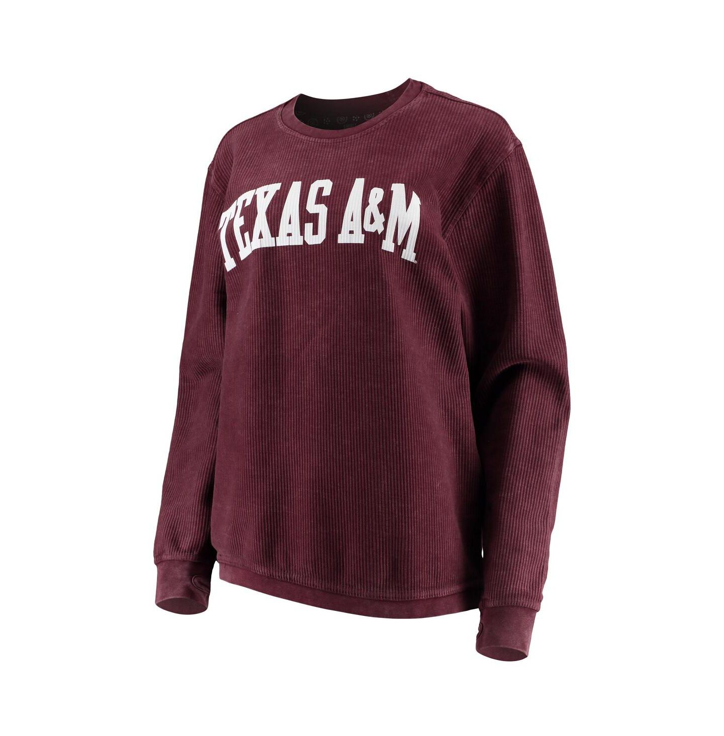 Женская толстовка Pressbox Maroon Distressed Texas A&M Aggies Comfy Cord Vintage-Like Wash Basic Arch Pullover — фото 1