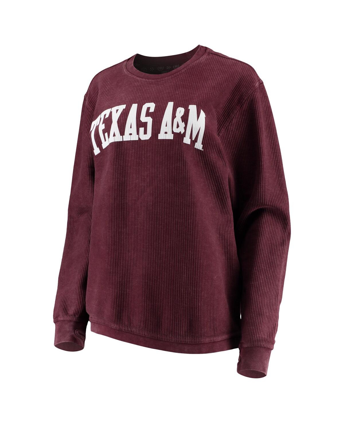 Pressbox Women's  Maroon Distressed Texas A&m Aggies Comfy Cord Vintage-like Wash Basic Arch Pullover In Maroon