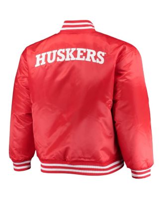 Men's Scarlet, Black Nebraska Huskers Big and Tall Reversible Satin Full-Zip Jacket