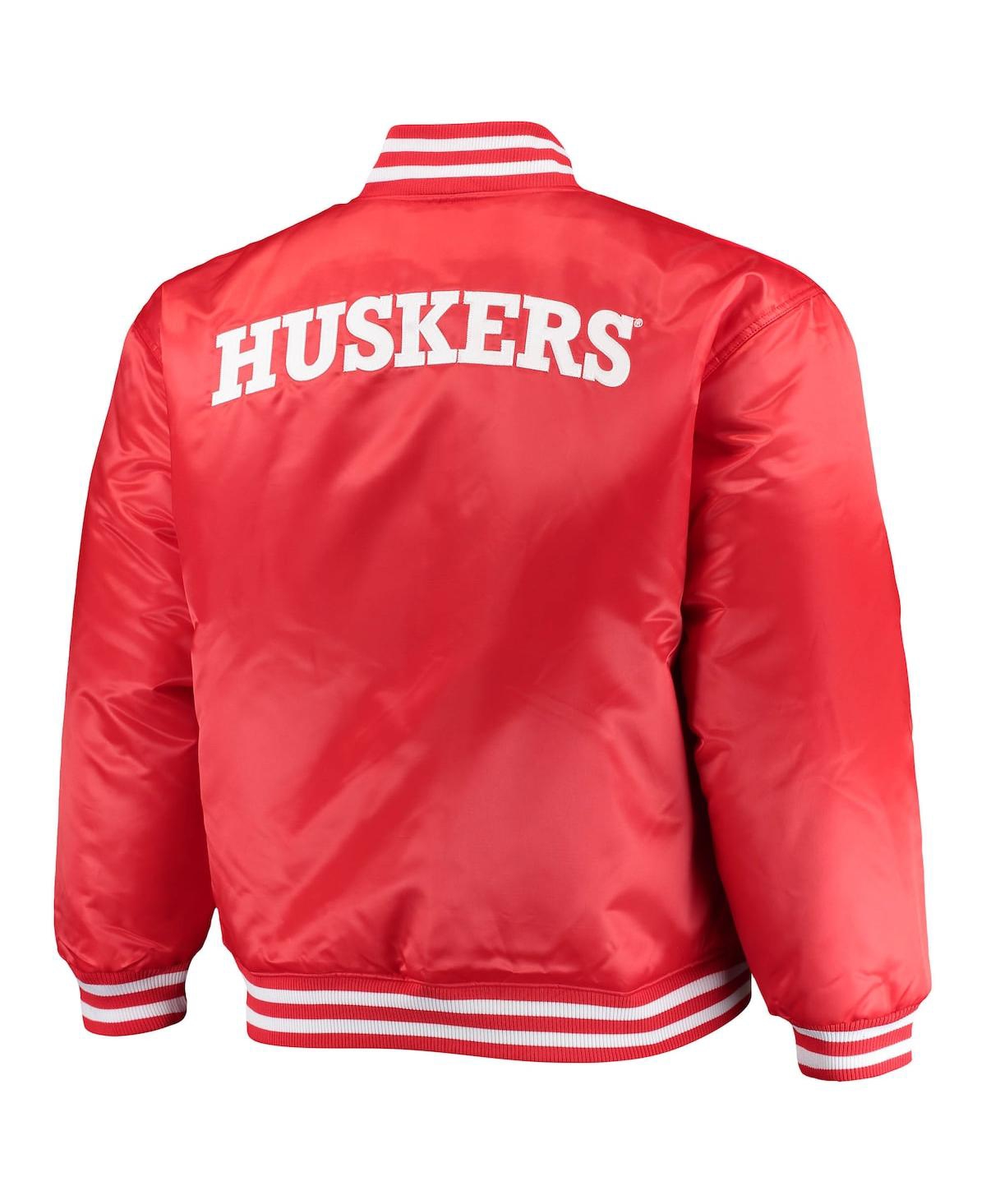 Shop Profile Men's Scarlet, Black Nebraska Huskers Big And Tall Reversible Satin Full-zip Jacket In Scarlet,black