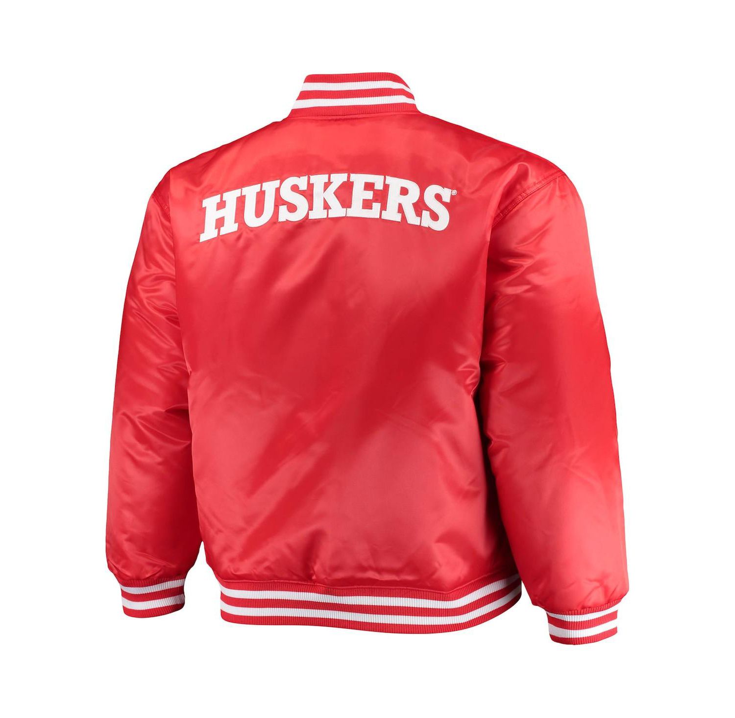 Men's Scarlet, Black Nebraska Huskers Big and Tall Reversible Satin Full-Zip Jacket