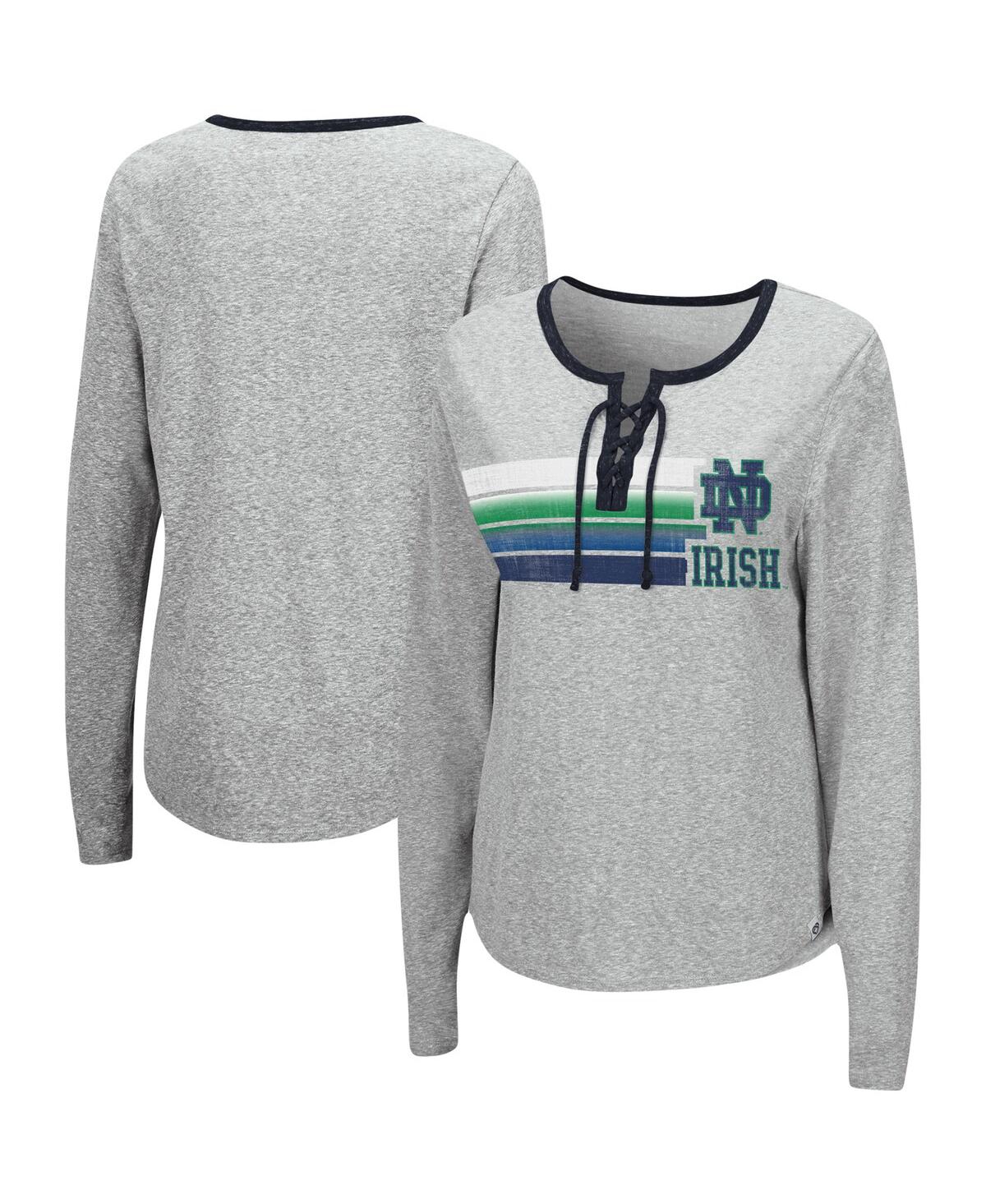 Colosseum Women's  Heathered Gray Distressed Notre Dame Fighting Irish Sundial Tri-blend Long Sleeve In Heather Gray