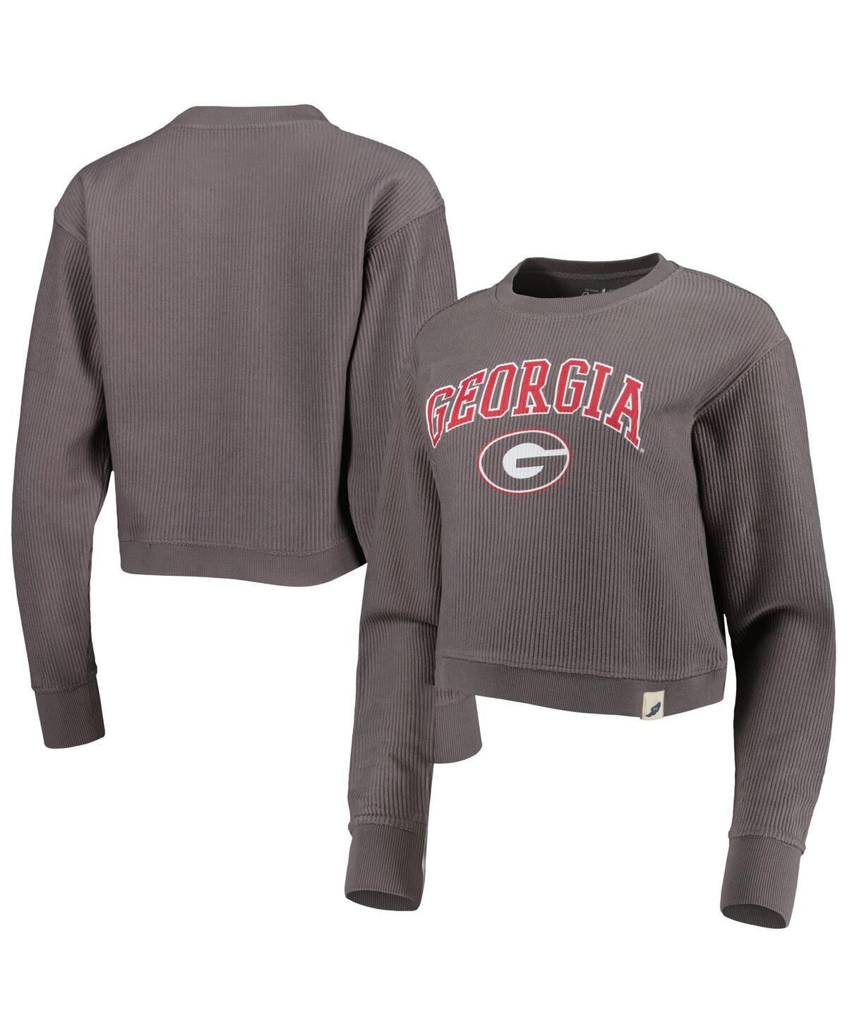 LEAGUE COLLEGIATE WEAR WOMEN'S LEAGUE COLLEGIATE WEAR GRAY GEORGIA BULLDOGS CLASSIC CAMPUS CORDED TIMBER SWEATSHIRT