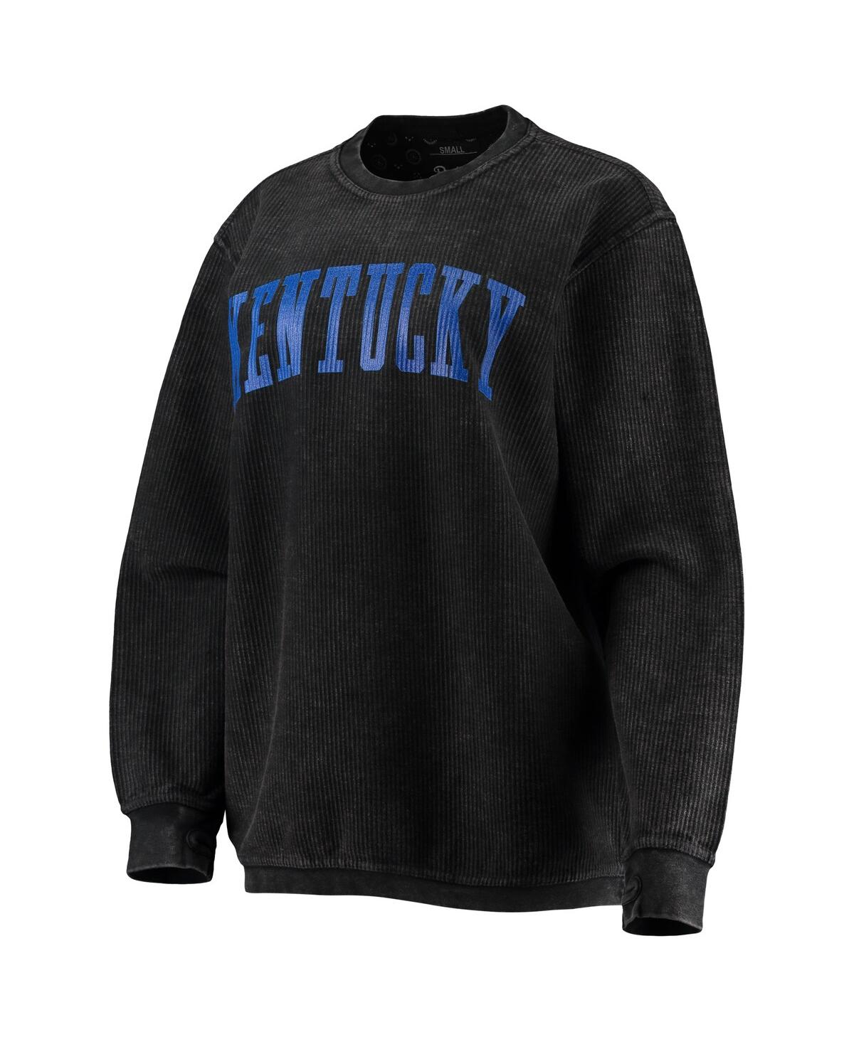 Pressbox Women's  Black Distressed Kentucky Wildcats Comfy Cord Vintage-like Wash Basic Arch Pullover In Black