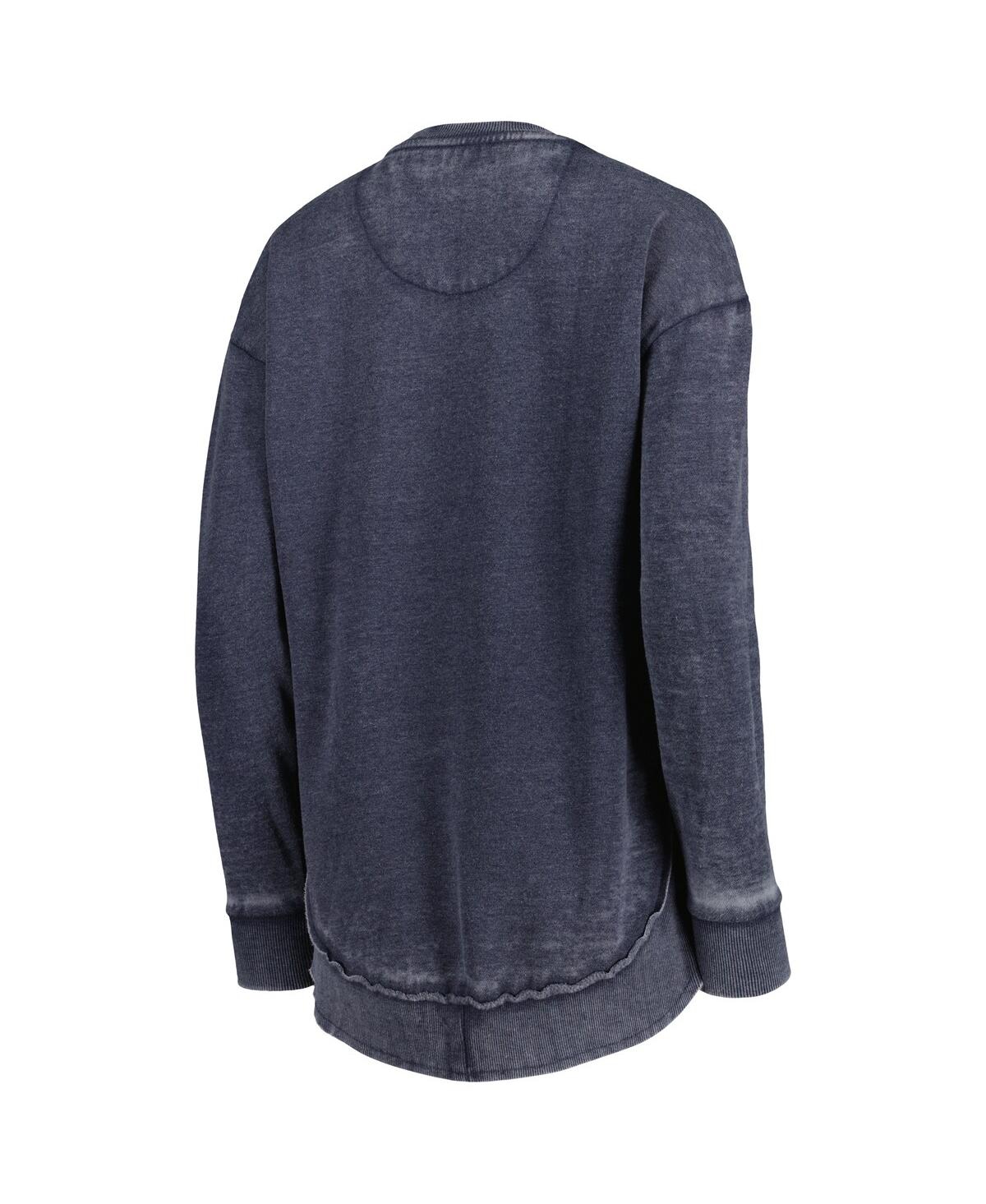 PRESSBOX WOMEN'S PRESSBOX NAVY DISTRESSED NORTH CAROLINA TAR HEELS VINTAGE-LIKE WASH PULLOVER SWEATSHIRT 