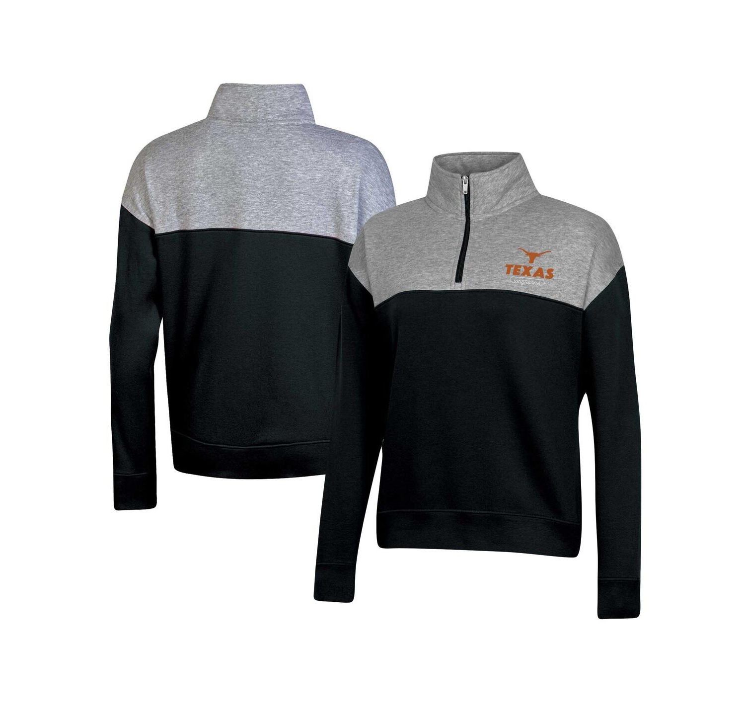 Women's Black Texas Longhorns Color-Blocked Quarter-Zip Sweatshirt