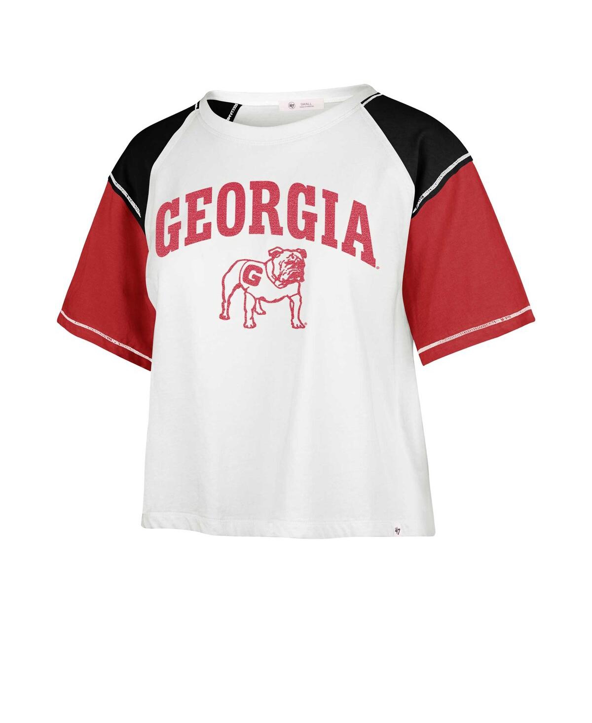 47 BRAND WOMEN'S '47 BRAND WHITE DISTRESSED GEORGIA BULLDOGS SERENITY GIA CROPPED T-SHIRT 