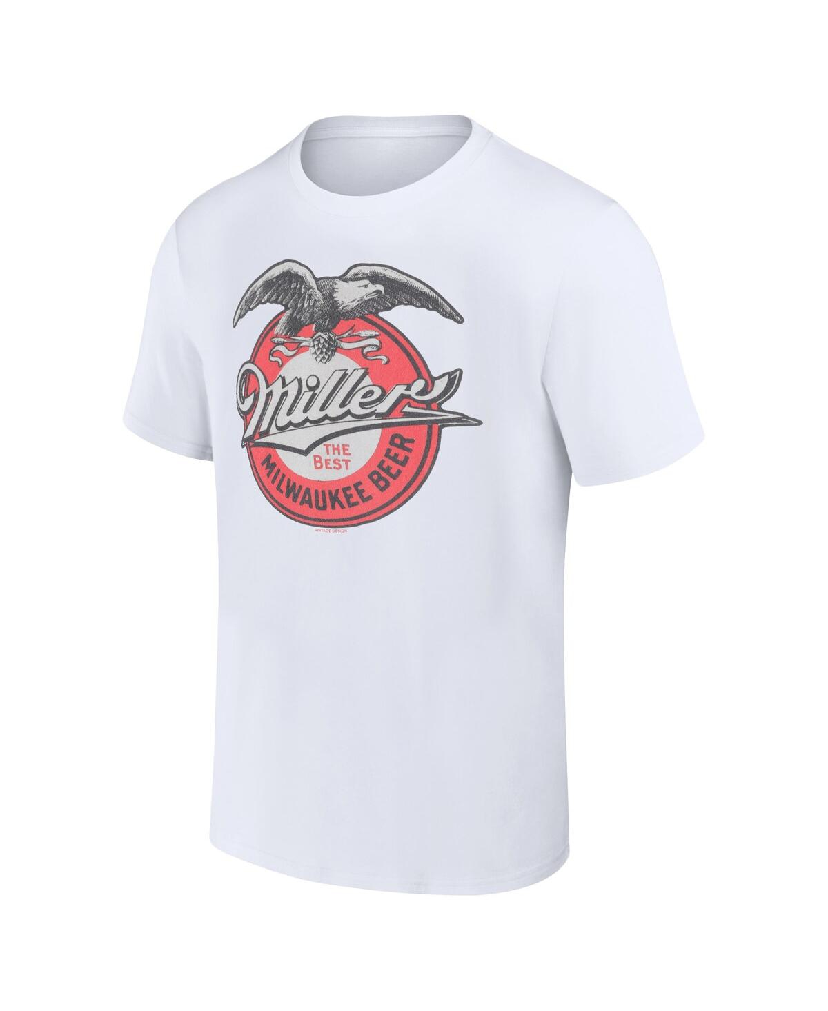 Shop Mad Engine Men's And Women's  White Miller Retro Label T-shirt