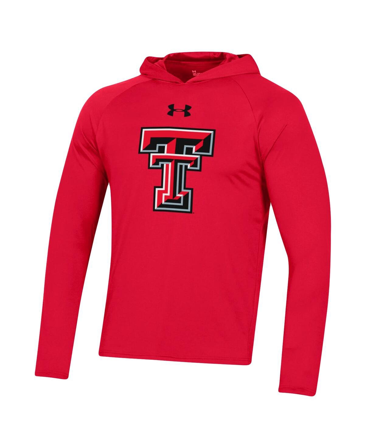 Shop Under Armour Men's  Red Texas Tech Red Raiders School Logo Raglan Long Sleeve Hoodie Performance T-sh