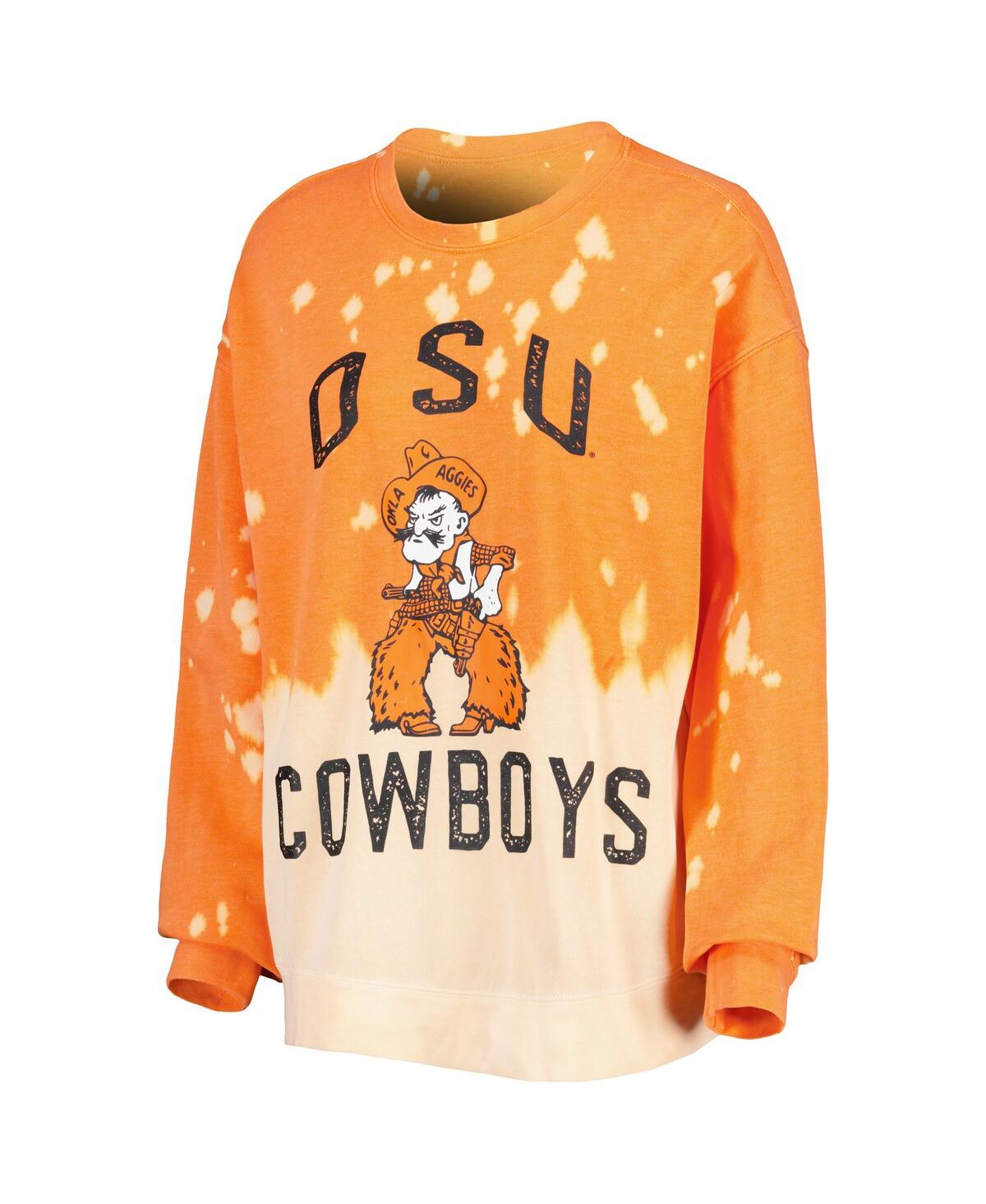 GAMEDAY COUTURE WOMEN'S GAMEDAY COUTURE ORANGE DISTRESSED OKLAHOMA STATE COWBOYS TWICE AS NICE FADED DIP-DYE PULLOVE 