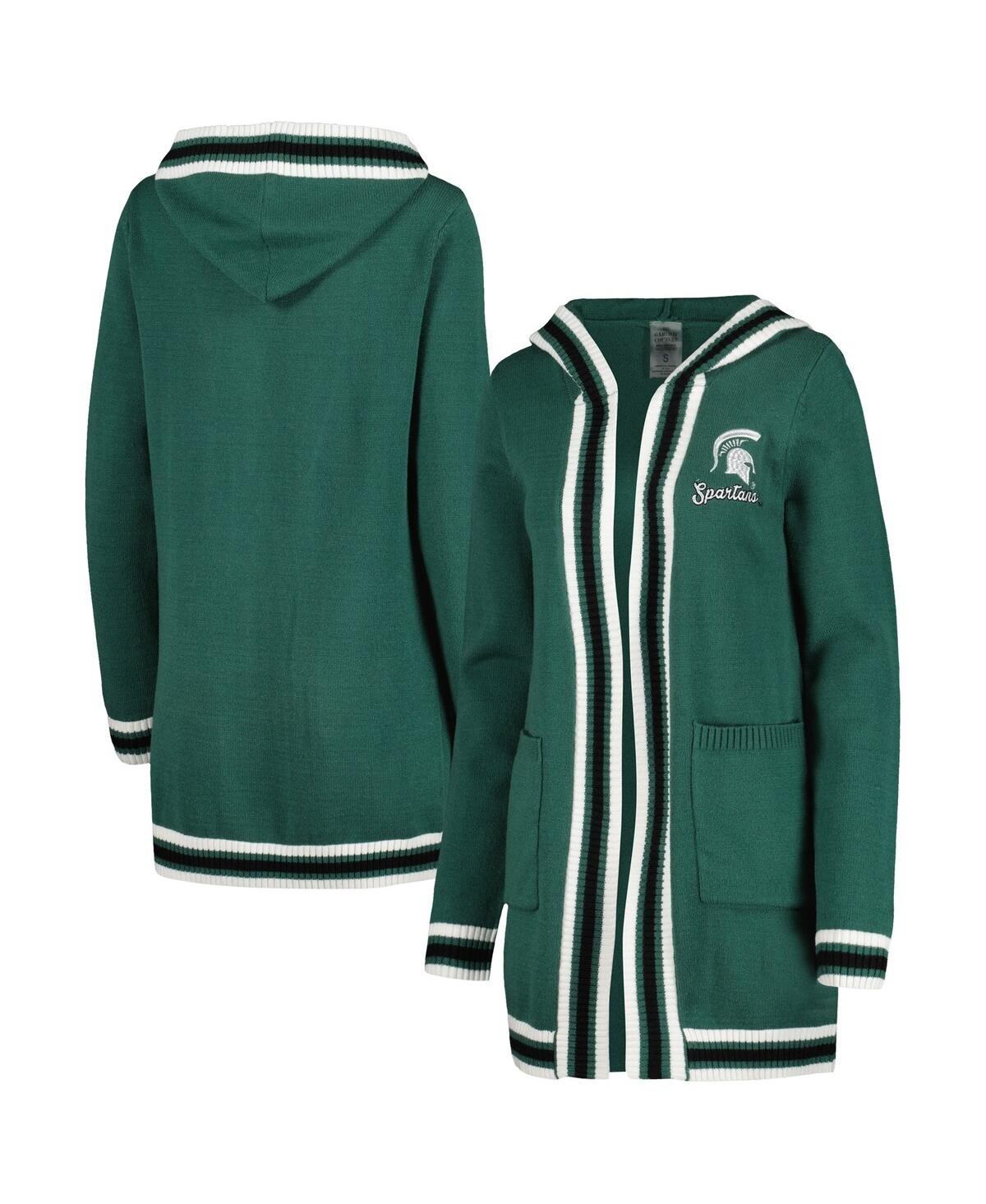 Gameday Couture Green Michigan State Spartans One More Round Tri-blend Striped Hooded Cardigan Sweat In Green