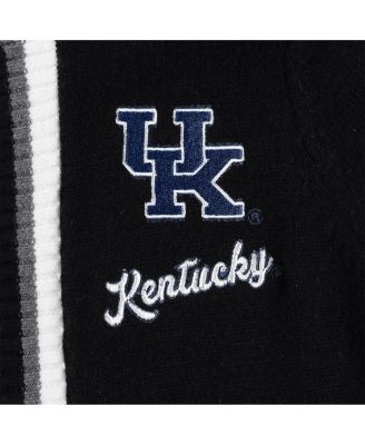 Women's Black Kentucky Wildcats One More Round Tri-Blend Striped Cardigan Sweater