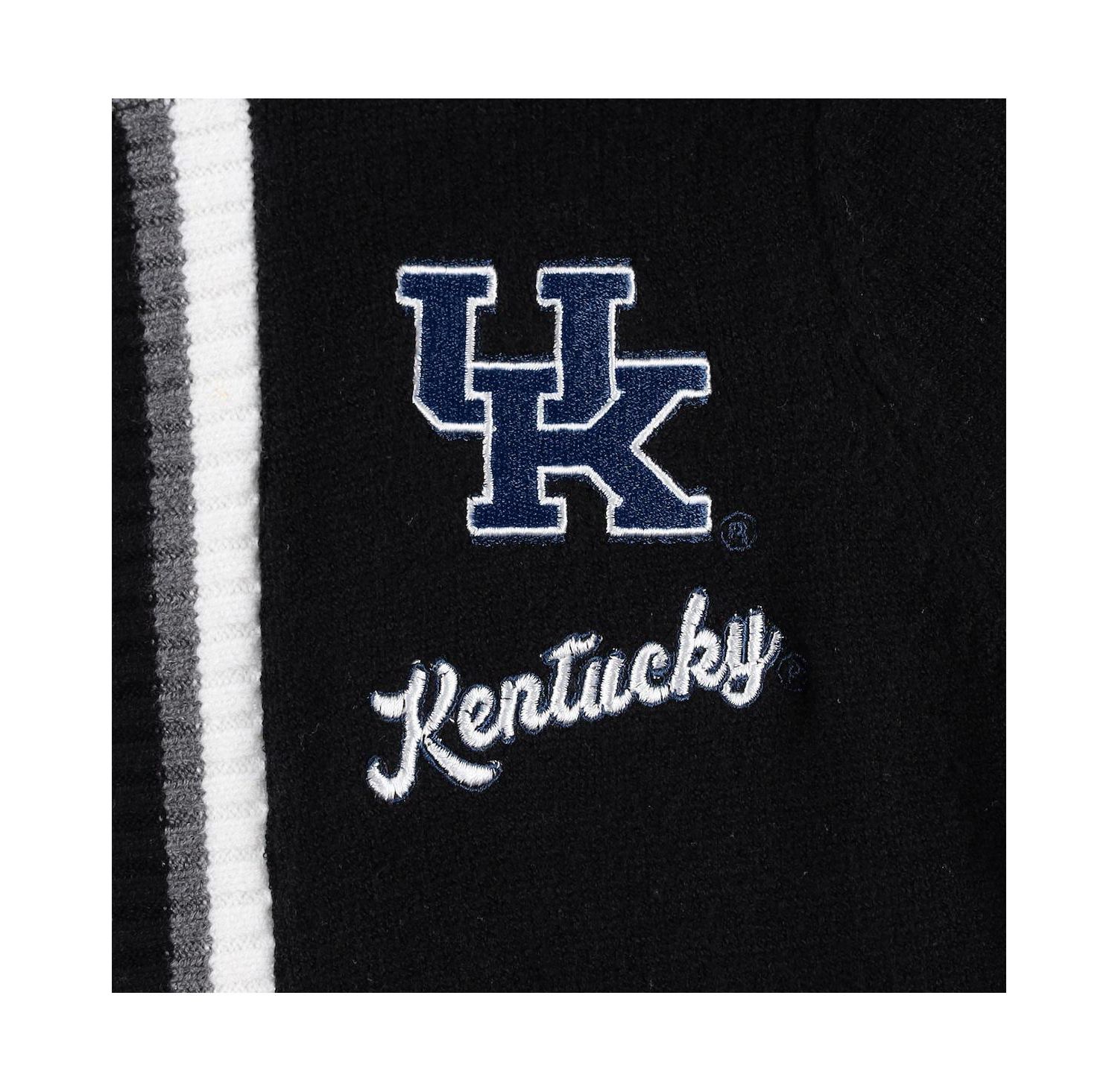 Women's Black Kentucky Wildcats One More Round Tri-Blend Striped Cardigan Sweater
