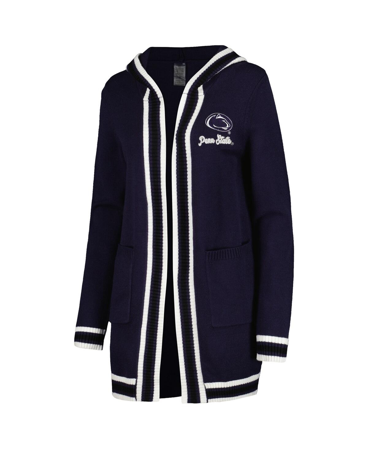 Gameday Couture Women's  Navy Penn State Nittany Lions One More Round Tri-blend Striped Cardigan Swea In Navy