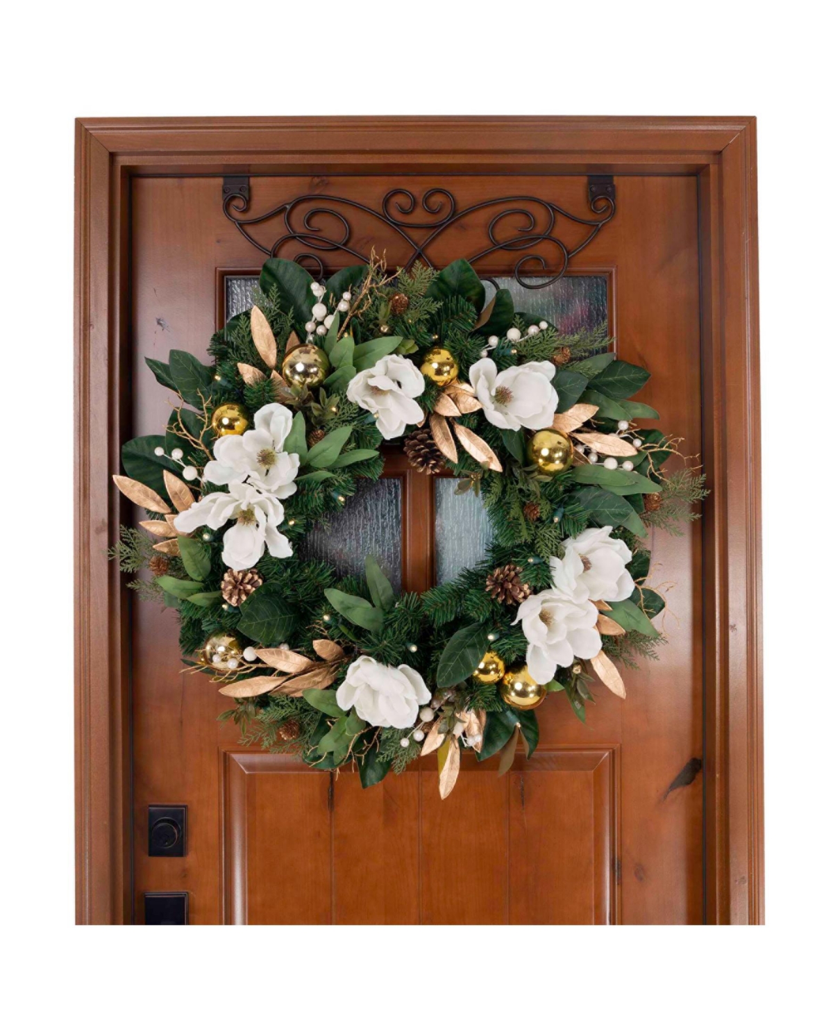 Shop Village Lighting Company 30" Lighted Christmas Wreath, White Gold-tone Magnolia In Assorted