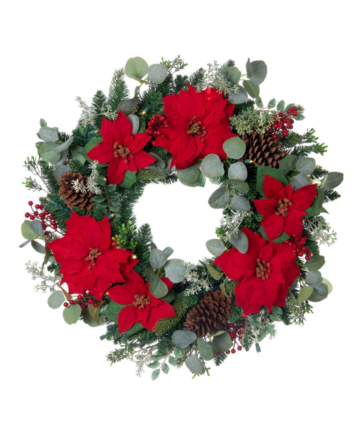 Company 30" Lighted Christmas Wreath, Christmas Poinsettia - Assorted
