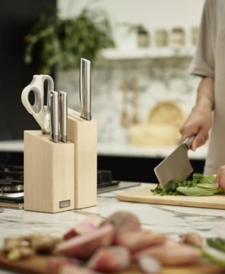 Elevate Fusion 5-Piece Knife, Cleaver and Scissor Set with Beechwood Block