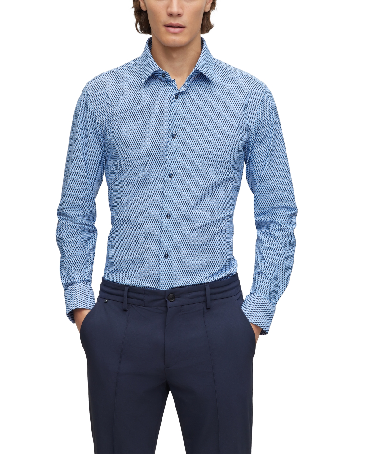 Hugo Boss Boss By  Men's Performance-stretch Slim-fit Shirt In Light,pastel Blue