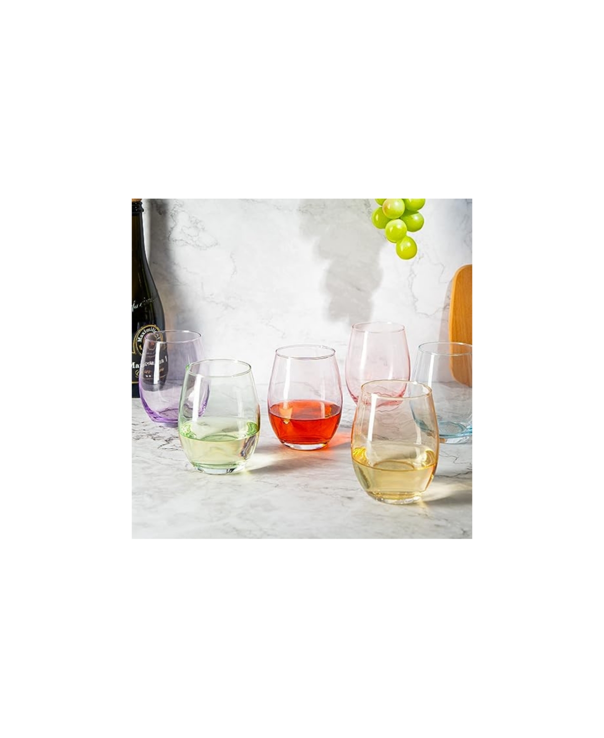 Shop The Wine Savant Glass Colored Stemless Wine Glass, Set Of 6 In Multicolor