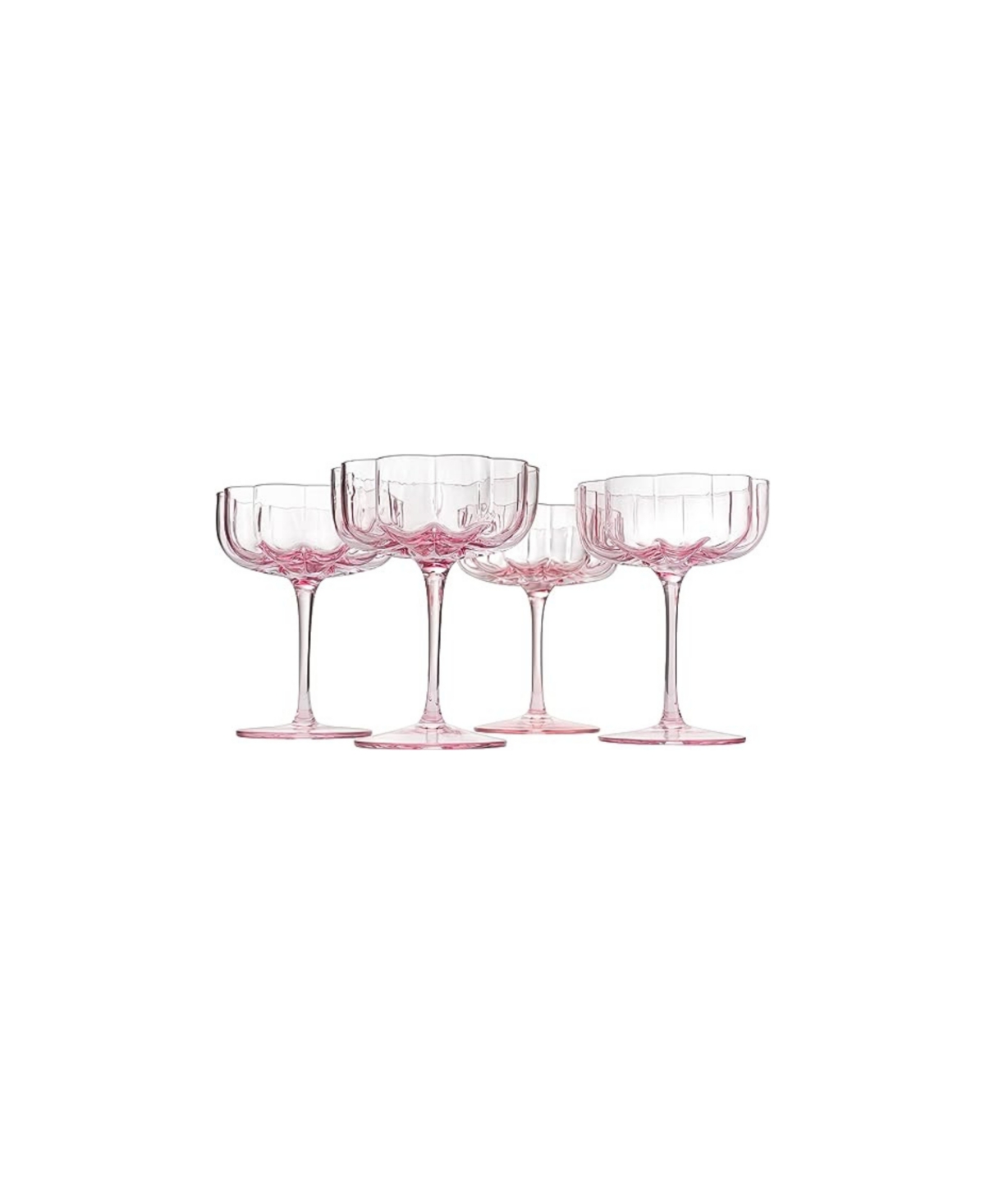 Shop The Wine Savant Martini And Champagne Flower Vintage Glass Coupes, Set Of 4 In Pink