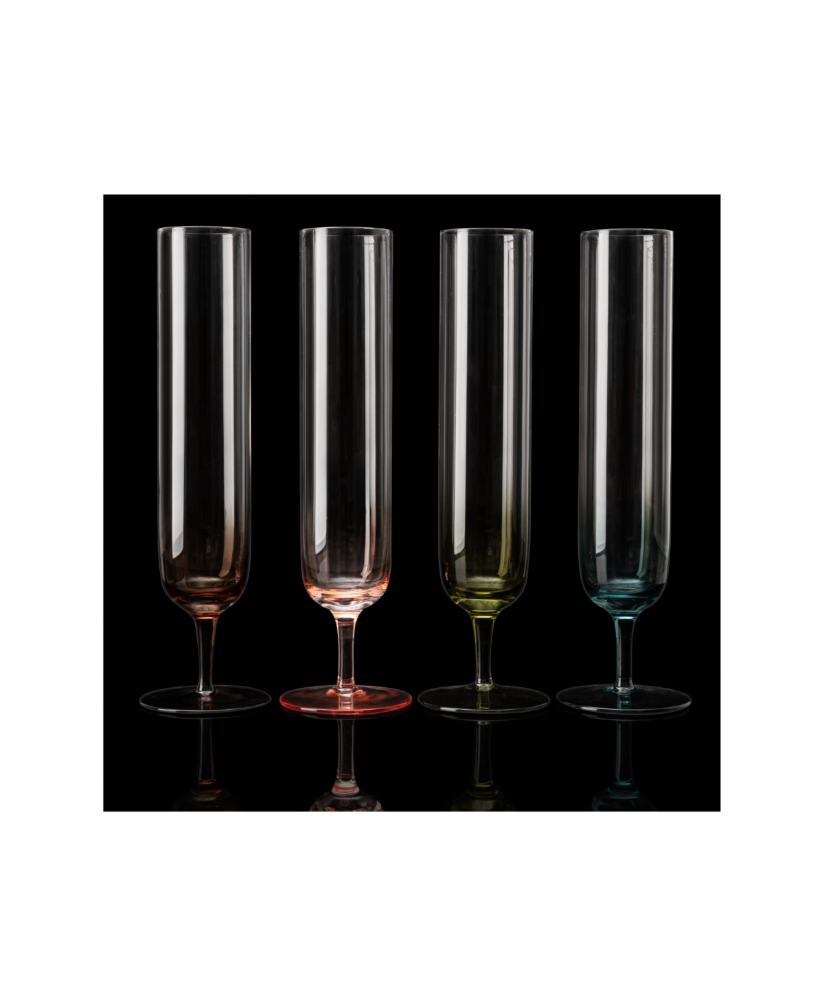 The Wine Savant Multicolored Beautiful Champagne Flutes, Set Of 4 In Multicolor