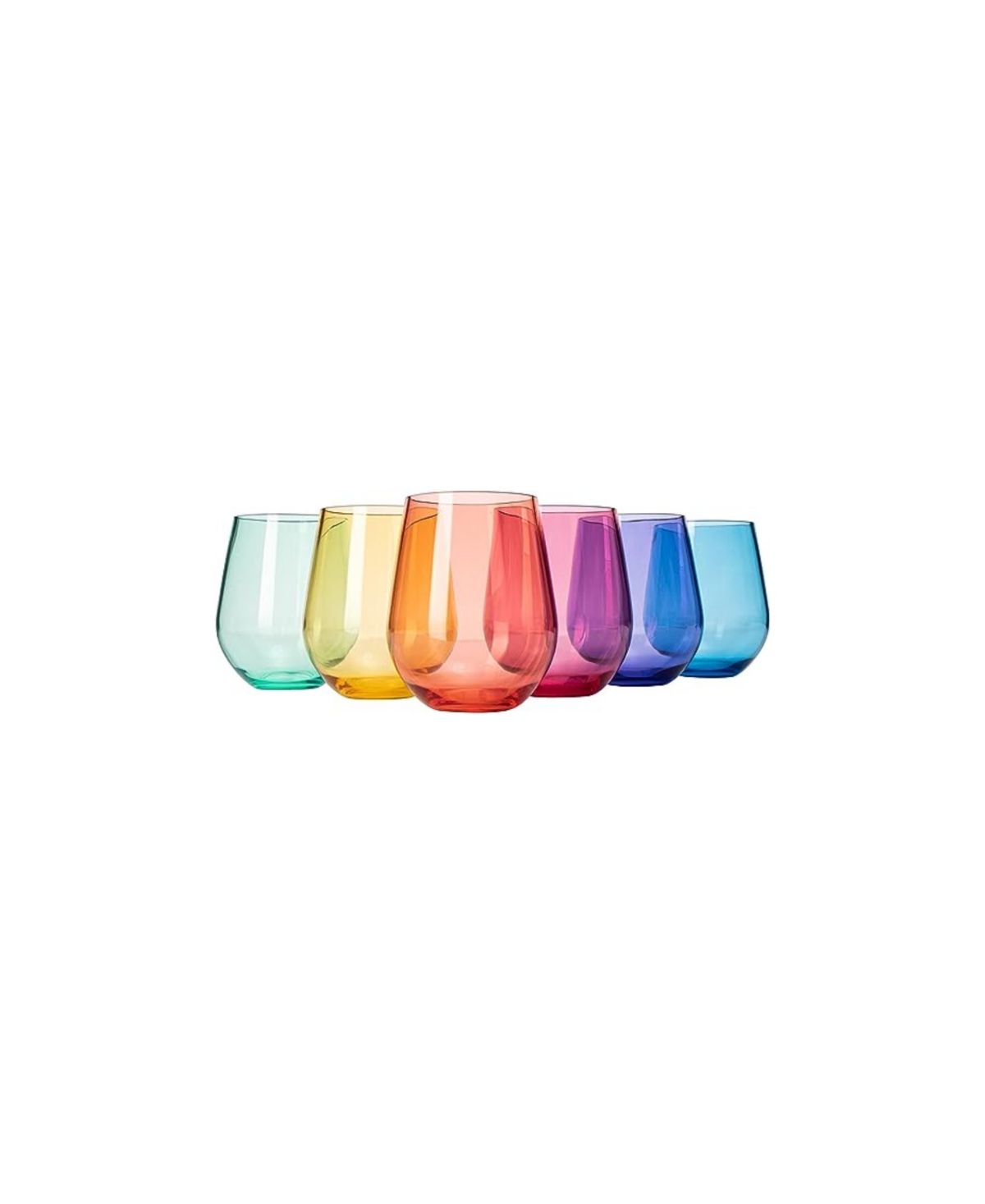 The Wine Savant Glass European Style Crystal, Stemless Wine Glasses Set Of 6 In Multicolor