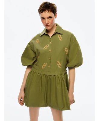 Women's Embroidered Balloon Sleeve Dress