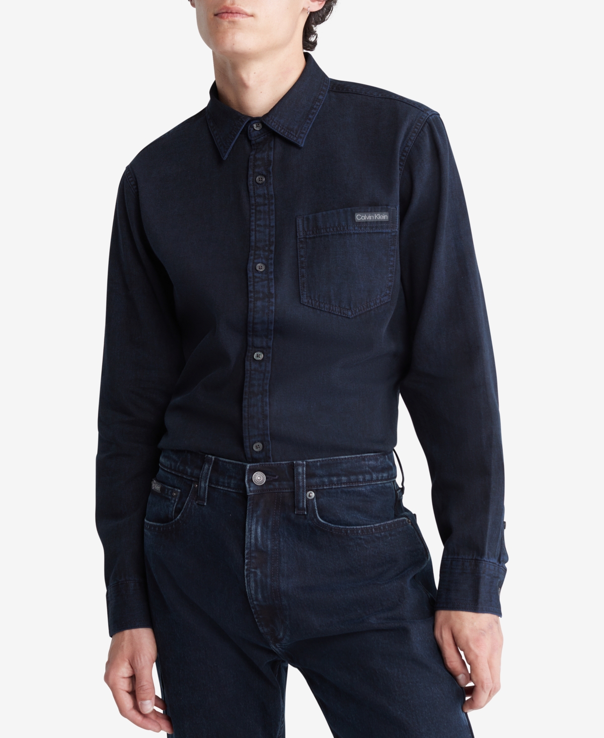 Calvin Klein Men's Blue Black Stone Denim Shirt