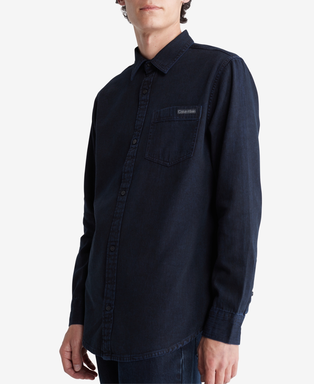 Shop Calvin Klein Men's Blue Black Stone Denim Shirt