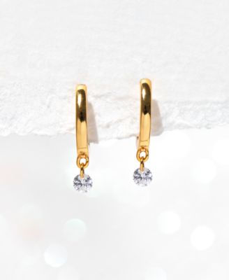 18k Gold-Plated Crystal Charm Hoop Earrings