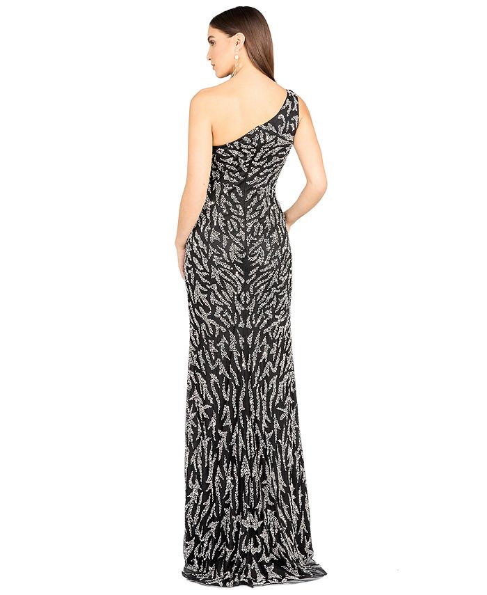 Lara Women's One-Shoulder Beaded Gown with High Slit - Macy's