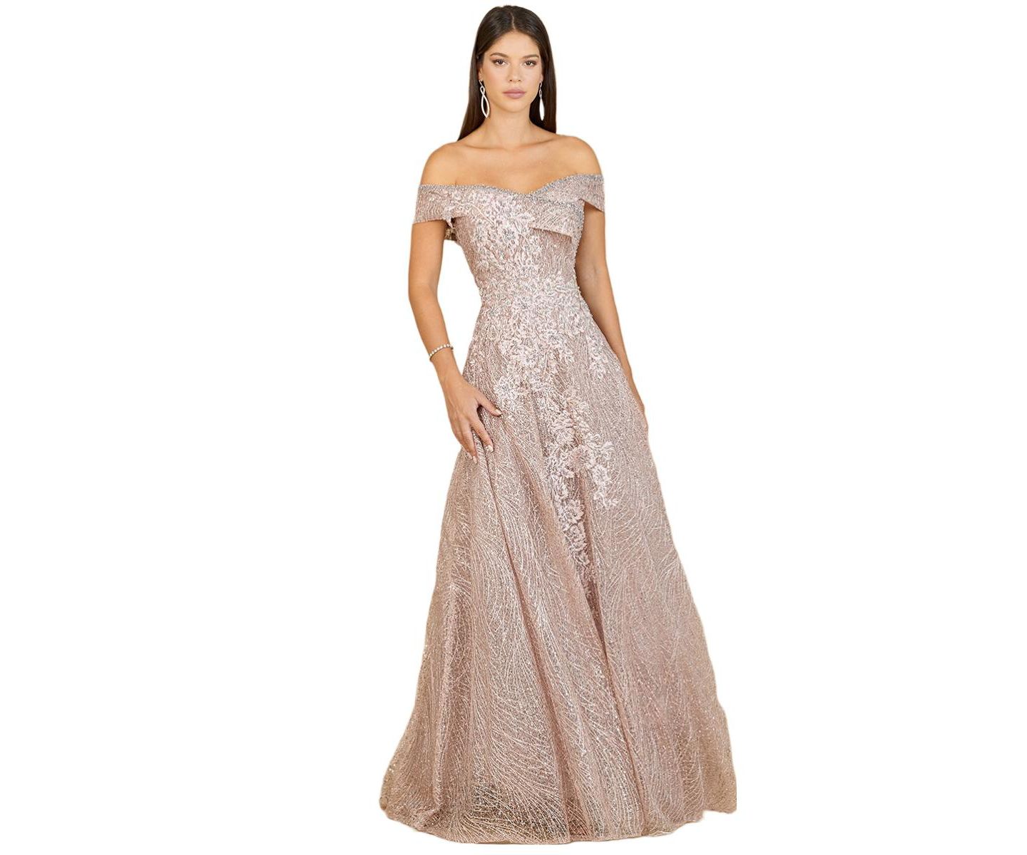 Женское платье Lara Off Shoulder A-line Gown, цвет: Состаренный розовый — фото 1