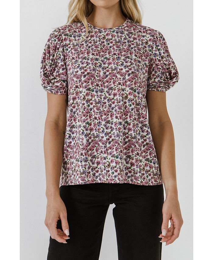 Free the Roses Women's Floral Twist Sleeve Detail Knit Top Macy's