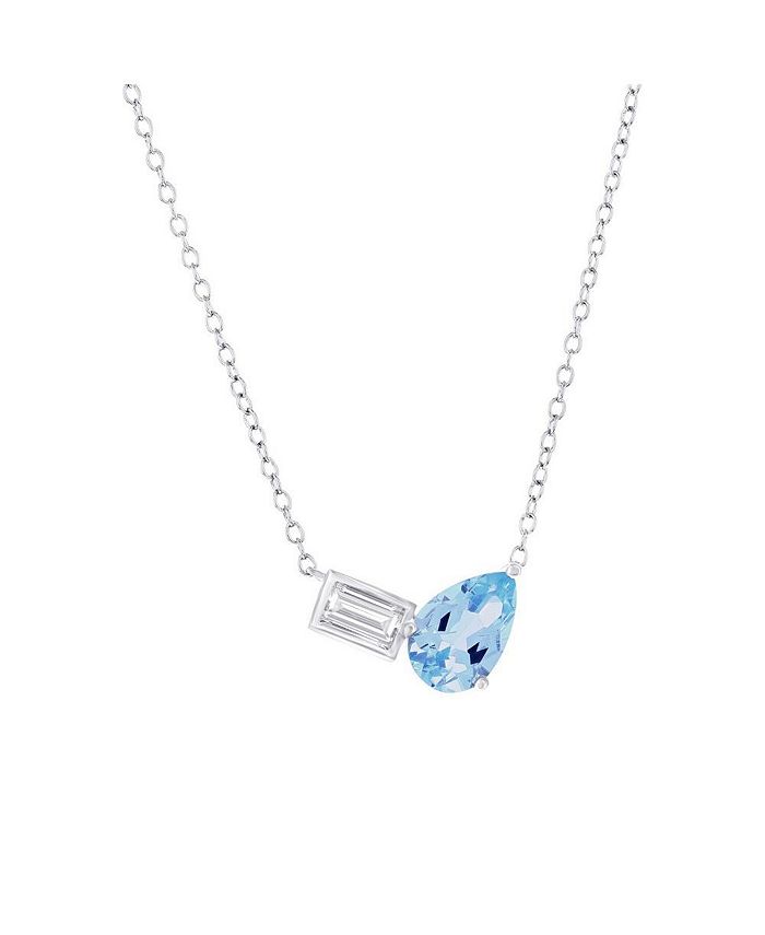 Simona Sterling Silver Pear-shaped & Emerald-Cut White Topaz Necklace ...