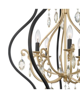 Clara Black Soft Gold Iron Pendant Chandelier 26 1/2" Wide French Amber Crystal 5-Light Fixture for Dining Room House Home Foyer Entryway Kitchen Bedroom Living High Ceiling