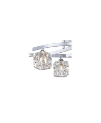 Modern Ceiling Light Semi Flush Mount Fixture 30 1/2" Wide Chrome 6-Light Clear Glass Crystal Cube Shades for Bedroom Kitchen