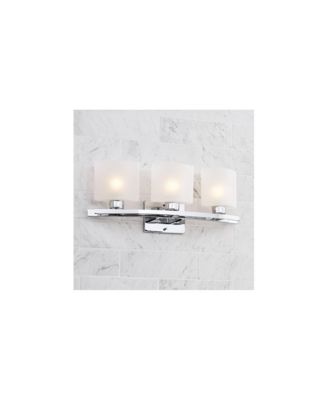 Linen Glass Modern Wall Light Chrome Silver Metal Hardwired 23.5" Wide 3-Light Fixture Straight Bar White Shade for Bathroom Vanity Mirror House Home Hallway Room Decor