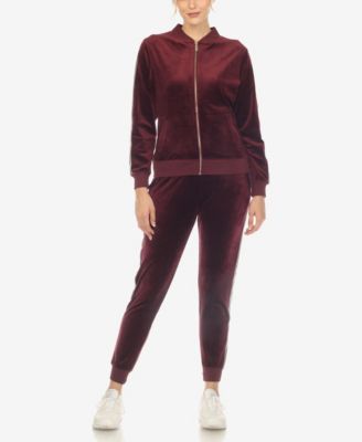 Burgundy Curvy Faux Leather Jogger Set