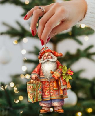 Traveling Santa Wooden Ornaments Set of 3 by G.DeBrekht