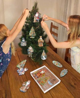 Traveling Santa Wooden Ornaments Set of 3 by G.DeBrekht