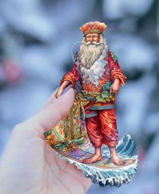Traveling Santa Wooden Ornaments Set of 3 by G.DeBrekht