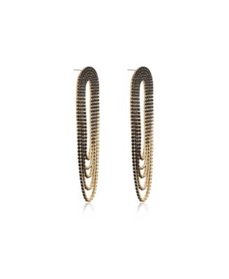 Glass Drape Fringe 18K Gold Plated Earrings