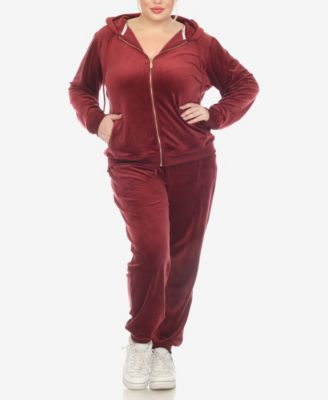 Plus Size Velour Tracksuit Loungewear 2-Piece Set