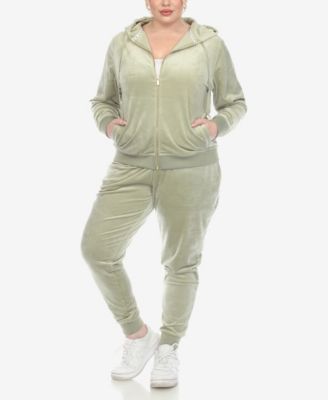 Plus Size Velour Tracksuit Loungewear 2-Piece Set