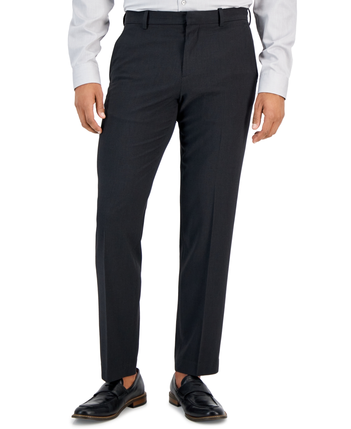 Perry Ellis Portfoliio Men's Modern-Fit Check Dress Pants - Charcoal