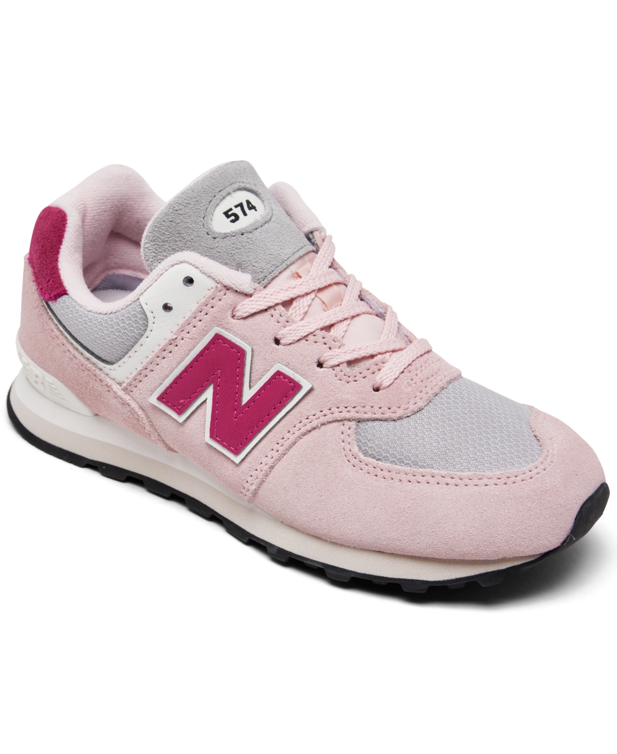 New Balance Kids' Little Girls 574 Casual Sneakers From Finish Line In Crystal Pink,gray