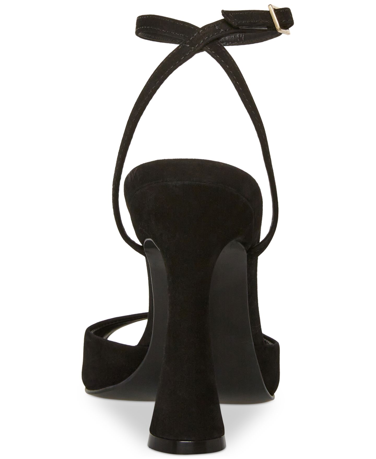 Женские сандалии Steve Madden Beki Two-Piece Flare-Heel, цвет: Чёрный нубуковый — фото 3