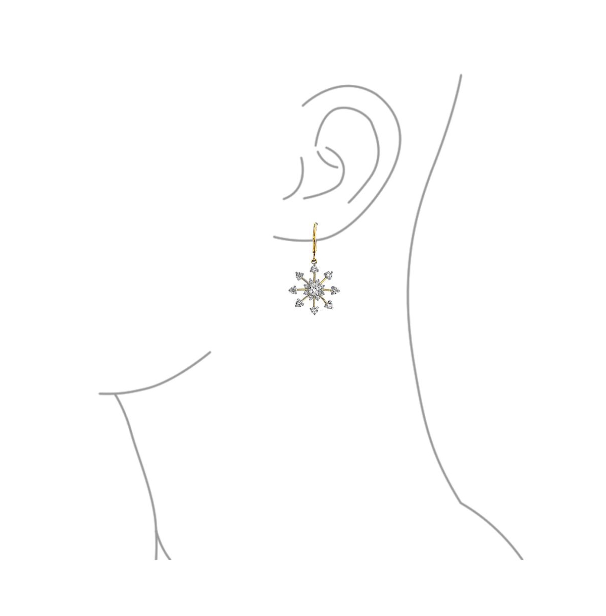 Bling Jewelry Christmas Cubic Zirconia Lever back Frozen Winter Holiday Party Cz Snowflake Dangle Earrings For Women For Gold Plated Brass - Gold-tone