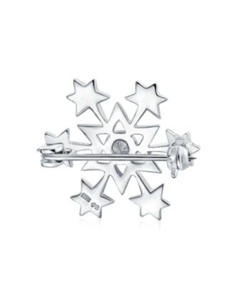 Frozen Winter Aqua Ice Blue Holiday Party CZ Cubic Zirconia Snowflake Brooch Christmas Pin Sterling Silver